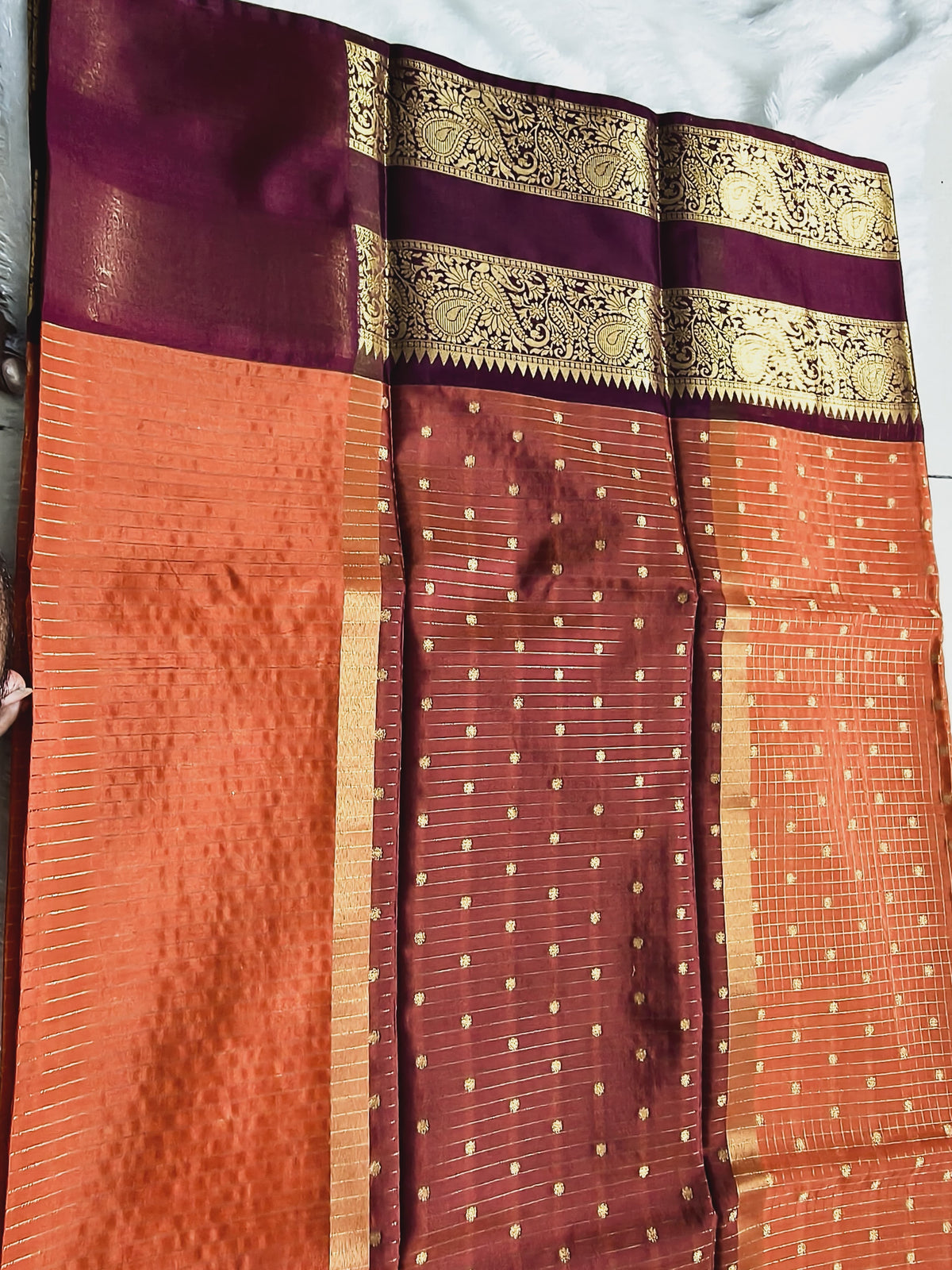 Semi Gadwal-KSV8010-Orange and Maroon