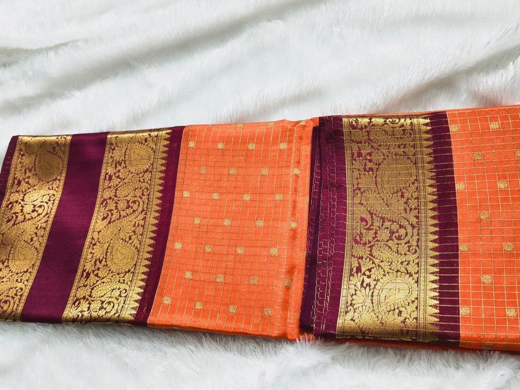 Semi Gadwal-KSV8010-Orange and Maroon