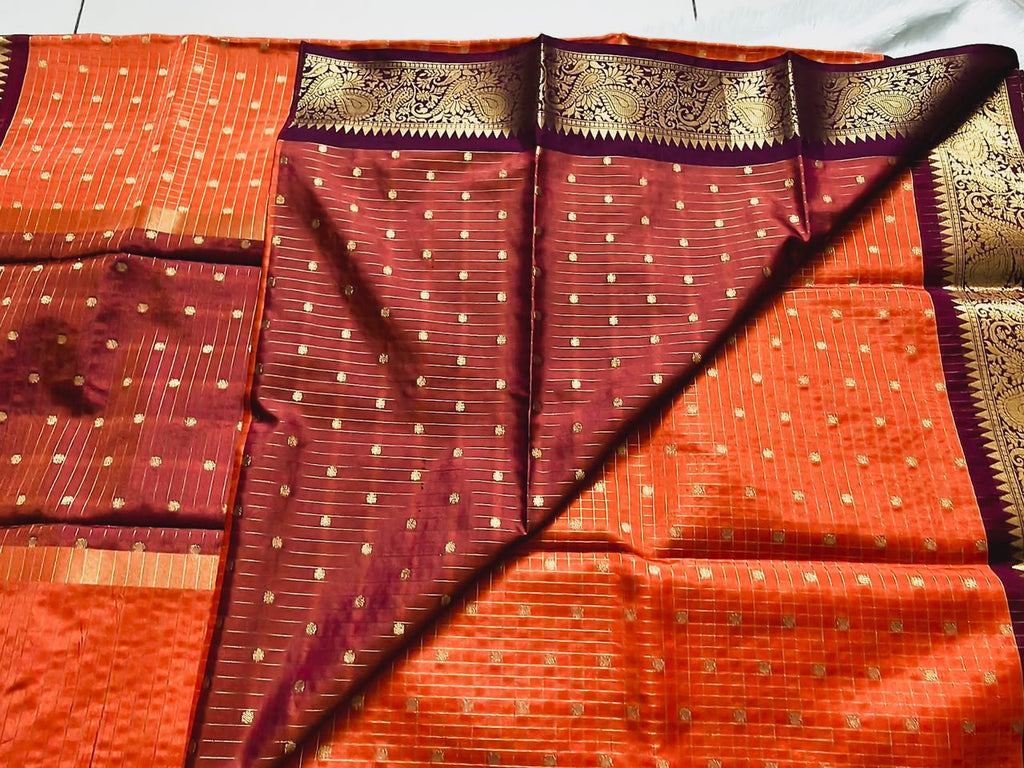 Semi Gadwal-KSV8010-Orange and Maroon