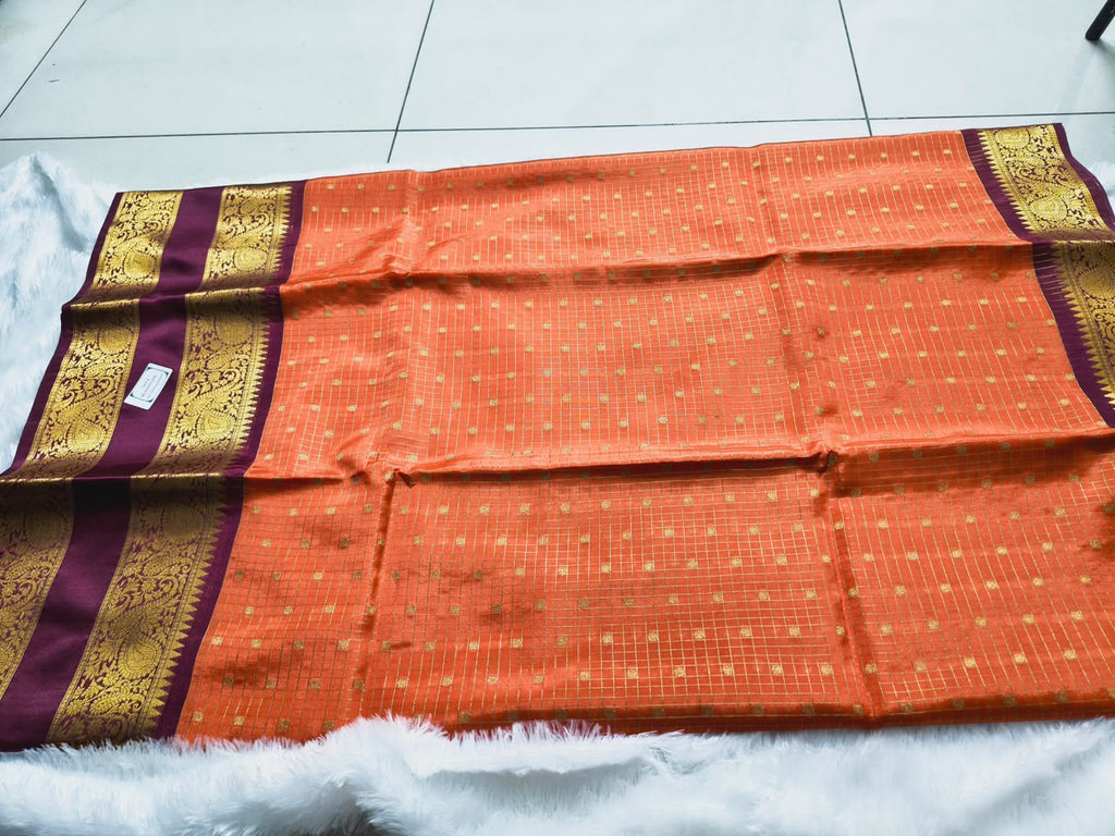 Semi Gadwal-KSV8010-Orange and Maroon