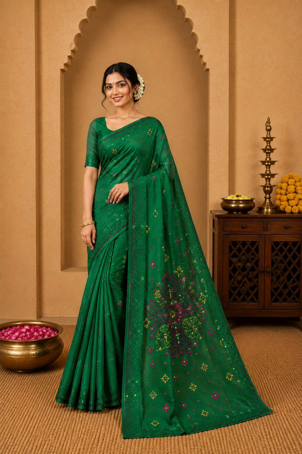 Kantha Stitch-KSV-13008-Dark Green