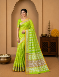 Muslin Cotton Jamdani-KSV -13007-Yellowis Green