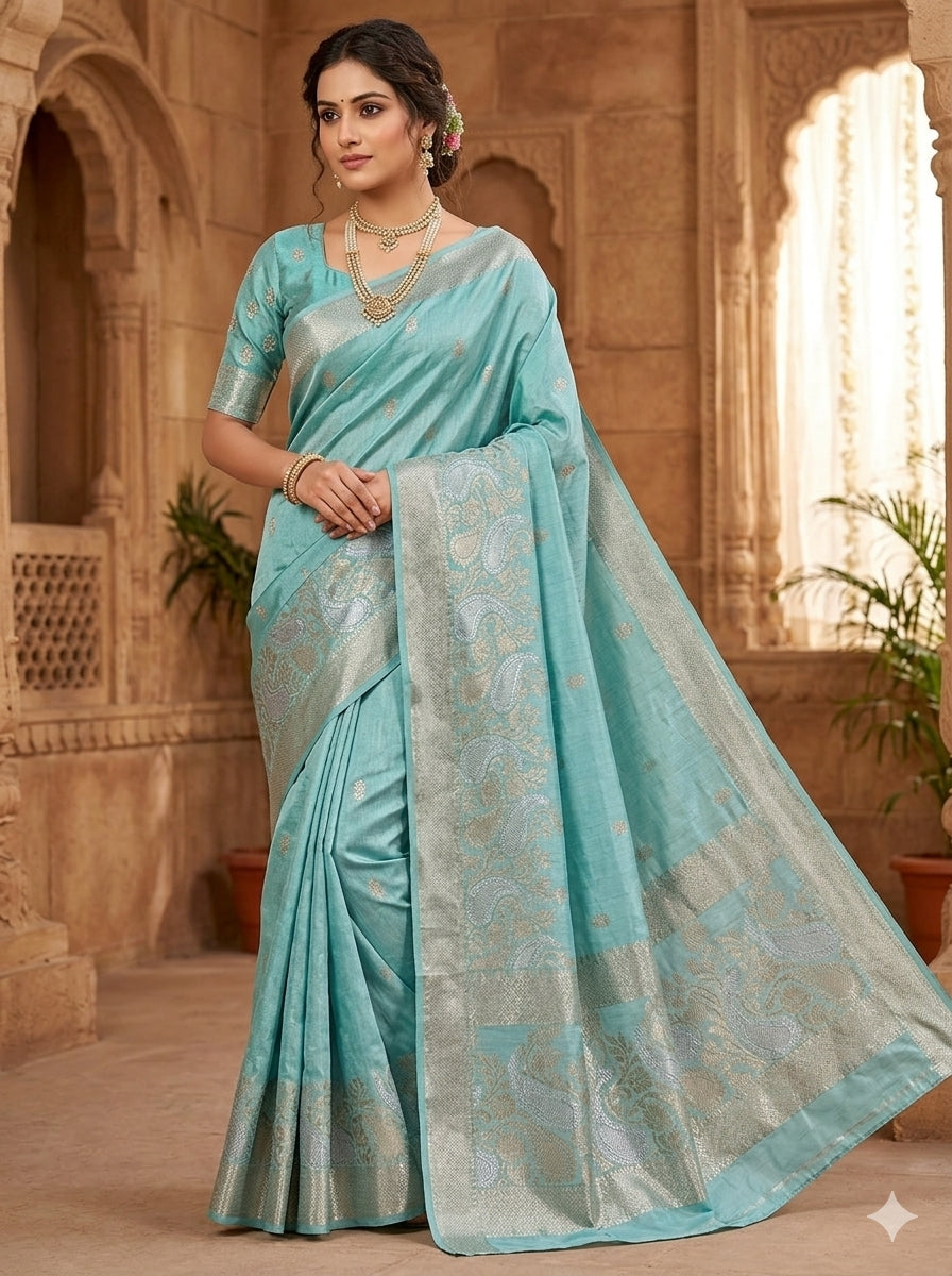 Pure Paper Silk- Aqua Blue Green